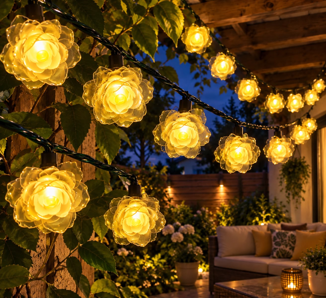 Luces flores 6.5M Amarillas